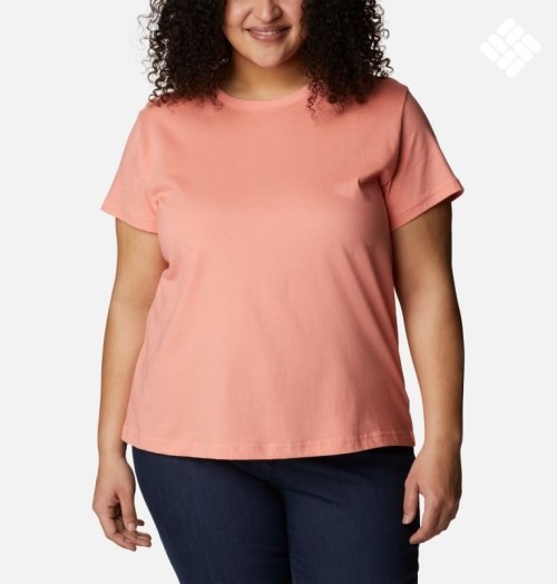 Women's Columbia Sapphire Point Short Sleeve T Shirts Coral | Plus Size CA-B8015